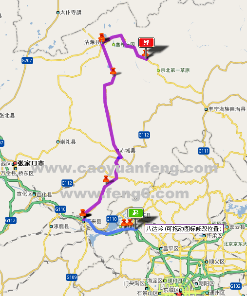 北京至丰宁坝上自驾游路线图