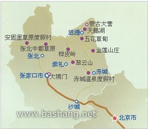 北京至张家口旅游地图